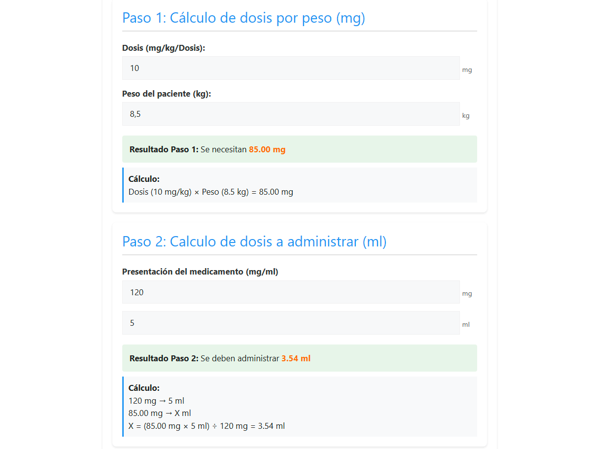 Calculadora de dosis de medicamentos