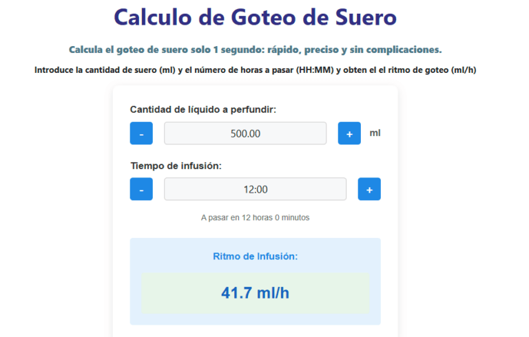 Calculo goteo de suero