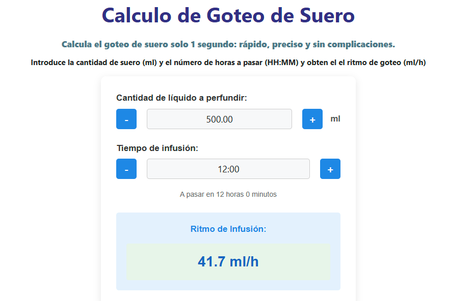 Calculo goteo de suero